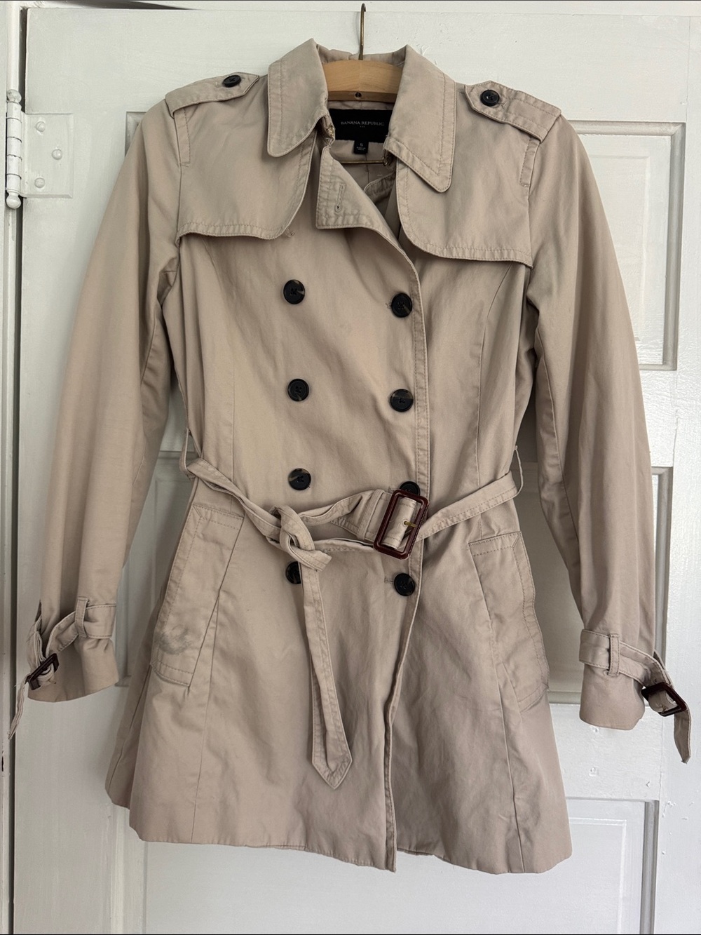 Banana Republic Cotton Beige Double-Breasted Trench Coat - Women’s Small
